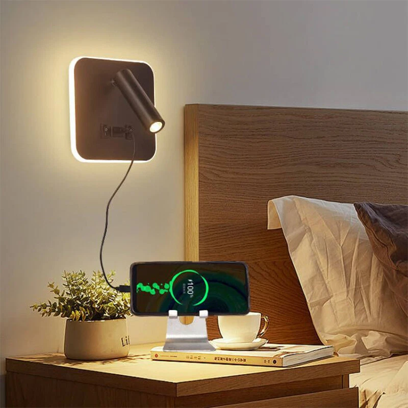 Folding Indoor Wall Light Bed Spotlight Reading Hotel Bedside Lamp Led USB