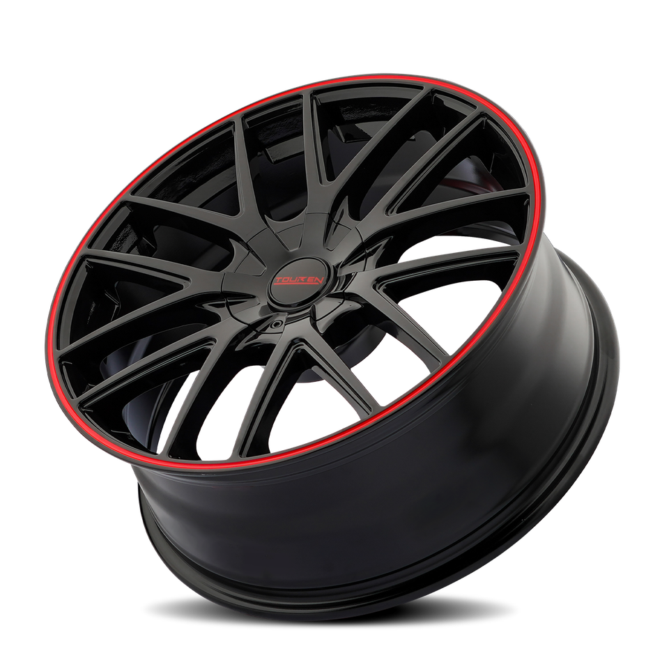 (Set-4) Touren TR60 16x7 5x100/5x114.3 42mm Black Red Wheels Rims 16 ...