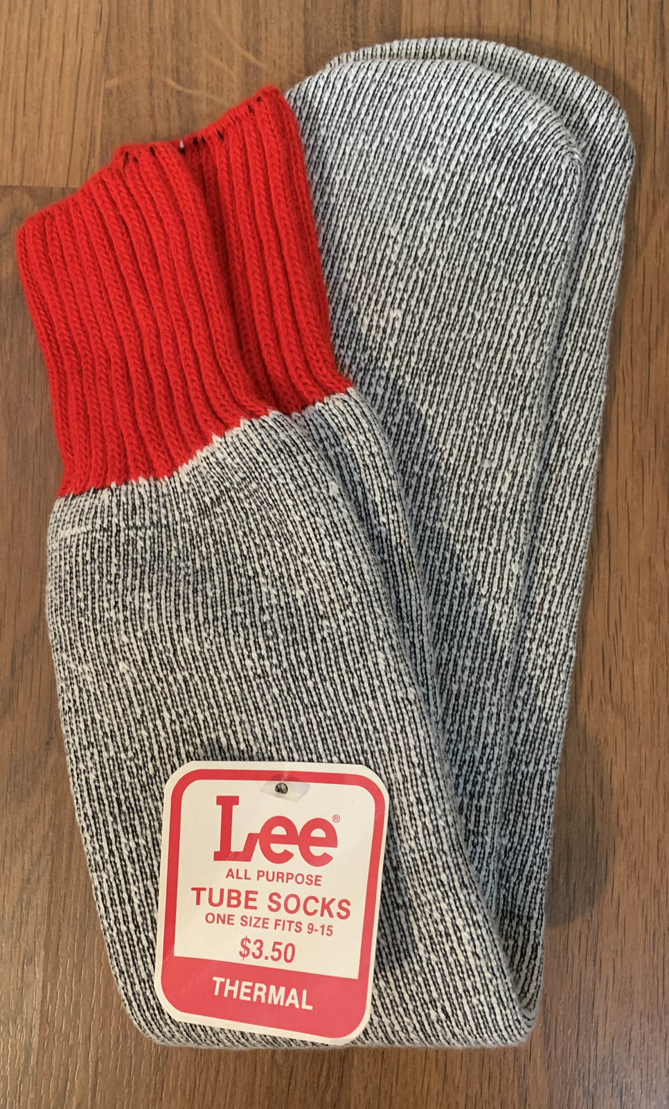 Vintage Lee Thermal Tube Socks Size 9 15 Gray Red Made in USA eBay