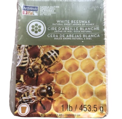 Art Minds White Beeswax 1 LB Block Candle Making Natural Honey Aroma Sealed NEW