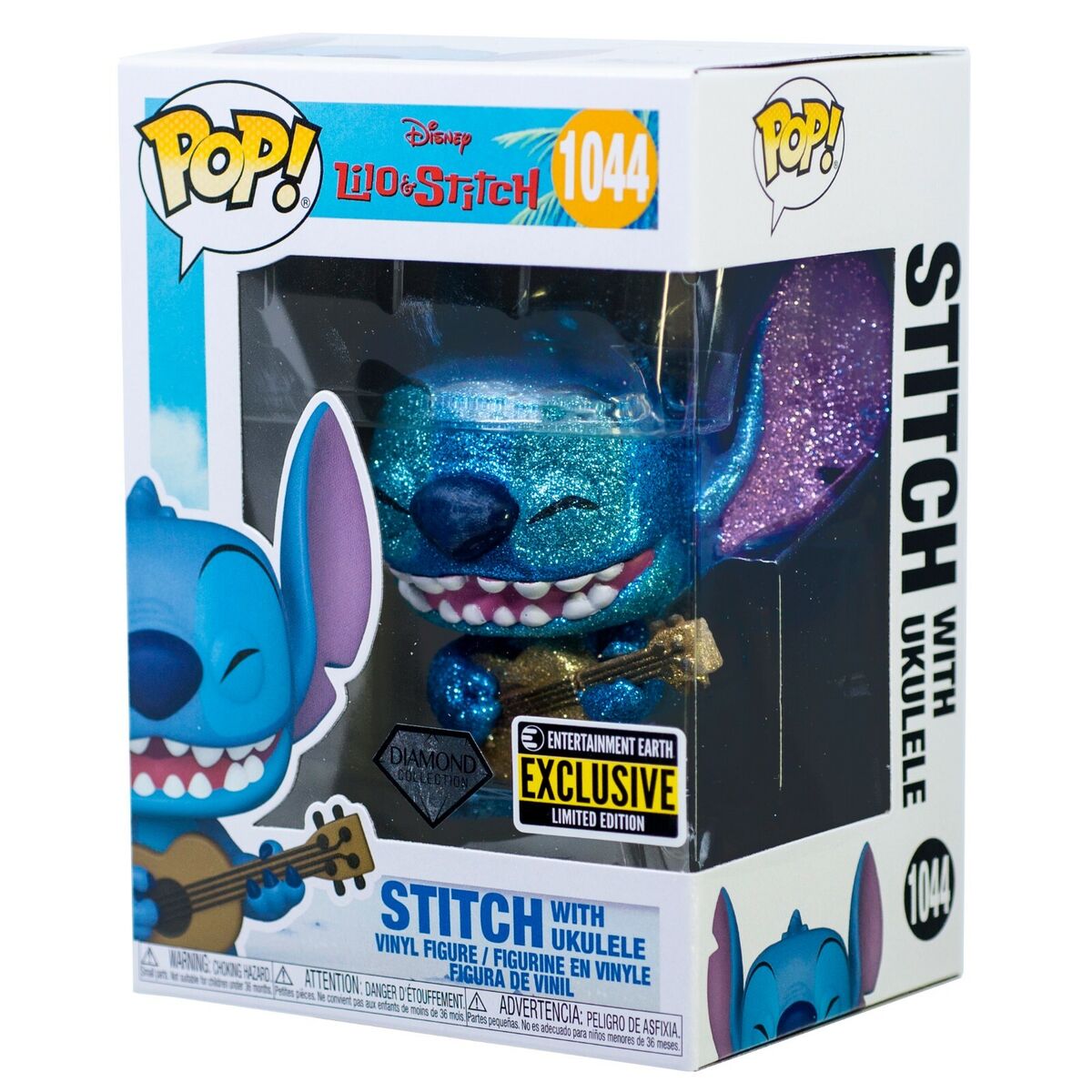 Diamond Glitter Stitch With Ukulele Funko Pop #1044 Disney EE Exclusive