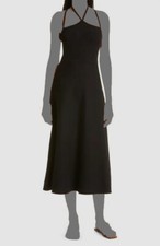 $695 Ulla Johnson Women's Black Halter Sleeveless Midi A-Line Dress Size L