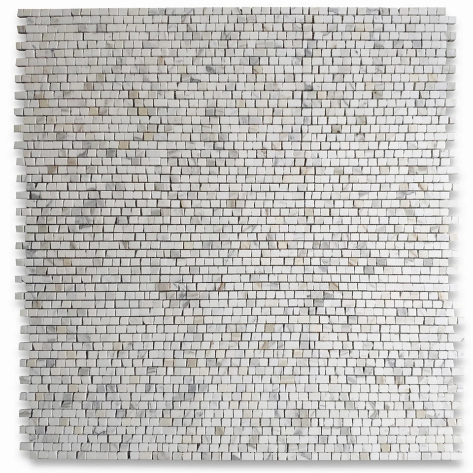 G29H Calacatta Gold Calcutta Marble 3/4x3/4 Hand Clipped Mosaic Tile Honed - Image 2 of 4