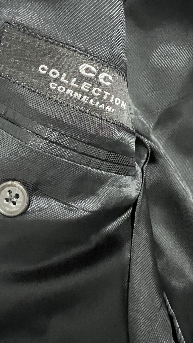 CC COLLECTION CORNELIANIダークストライプ スーツ50 CC COLLECTION CORNELIANI Men's Black Pinstripe Suit Jacket
