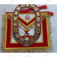 MASONIC REGALIA ROYAL ARCH APRON with CHAIN COLLAR RED, ROYAL ARCH APRON SET