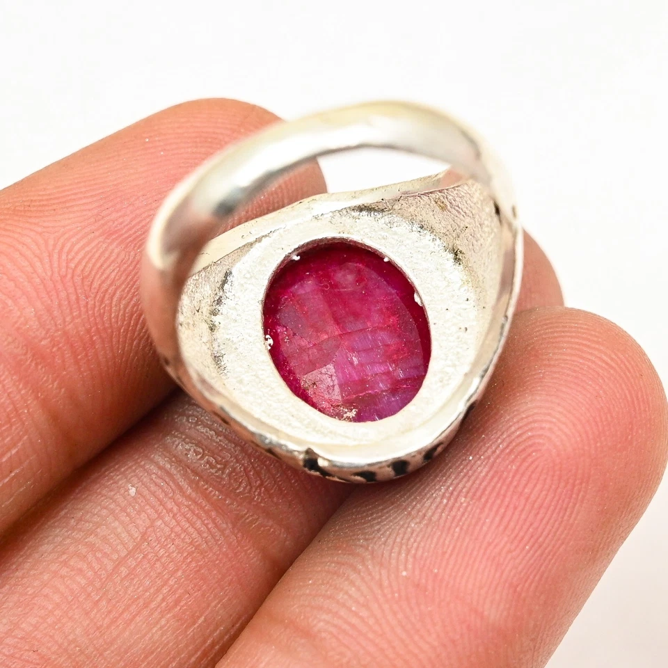 Anel masculino Kashmiri Raby prata 925 feito à mão - anel de declaração todos os tamanhos BJ337 - Imagem 3 de 3