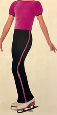 GK ICE SKATE GIRLS LARGE PINK CROP TOP NAVY NYLON FLARED PANT SET Sz CL NWT 