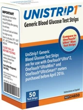 UniStrip Glucose Test Strips 50 , Generic For One Touch Ultra Meter
