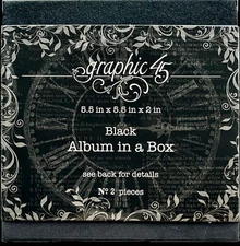 Graphic45 BLACK ALBUM IN A BOX 5.5 x 5.5 x 2 inch scrapbooking ALBUM + BOX