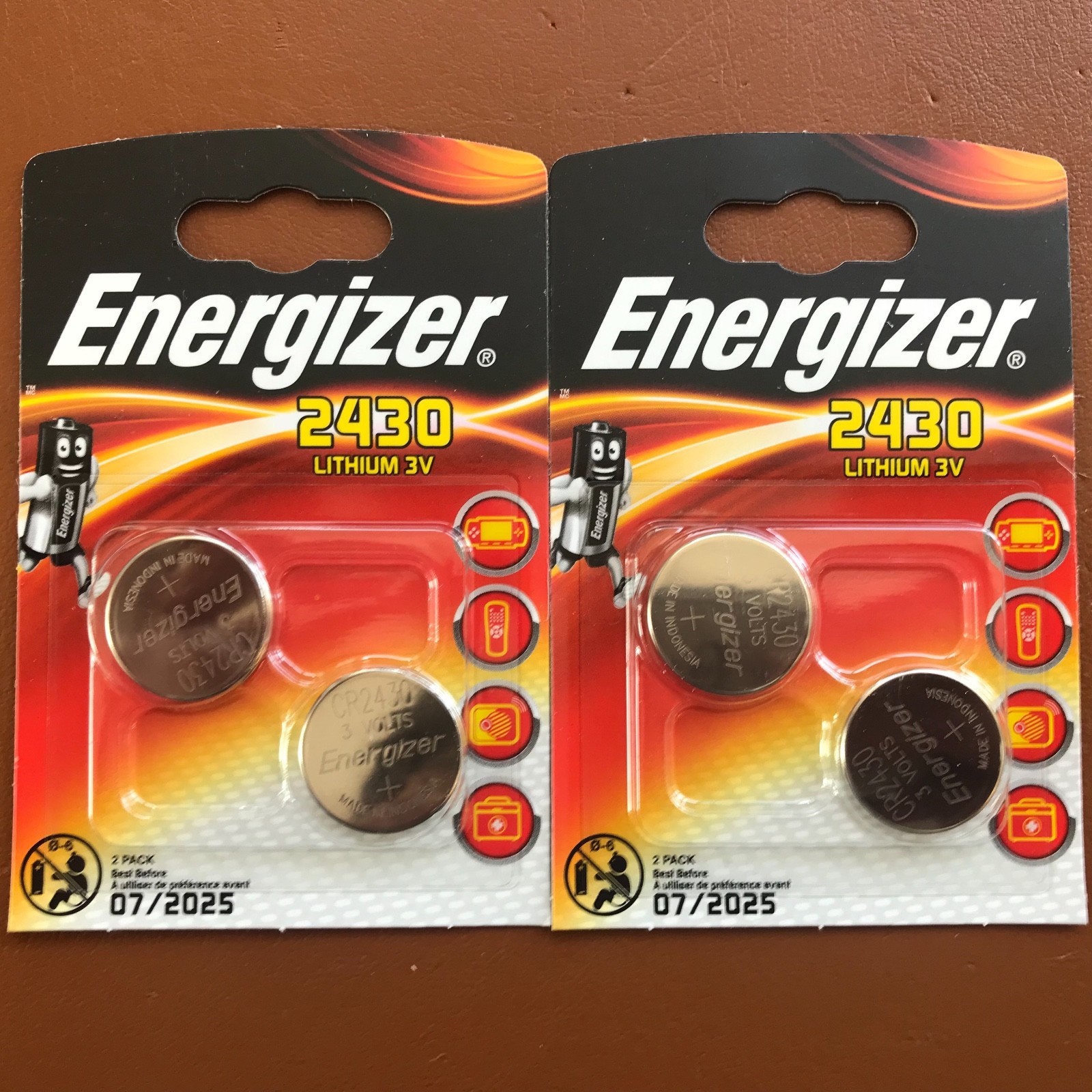 2 x Energizer CR2430 3V Lithium Coin Cell Battery 2430 DL2430 K2430L