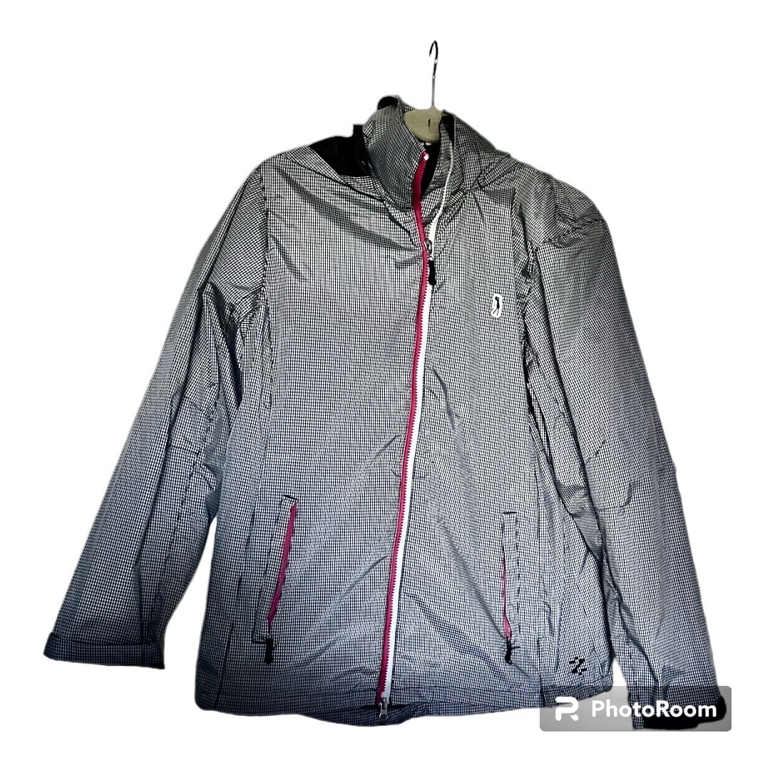 IZOD Golf Perform x Black & White Gingham Windbreaker Jacket