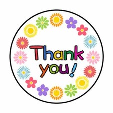 48 THANK YOU CUTE FLOWERS ENVELOPE SEALS LABELS STICKERS 1.2" ROUND