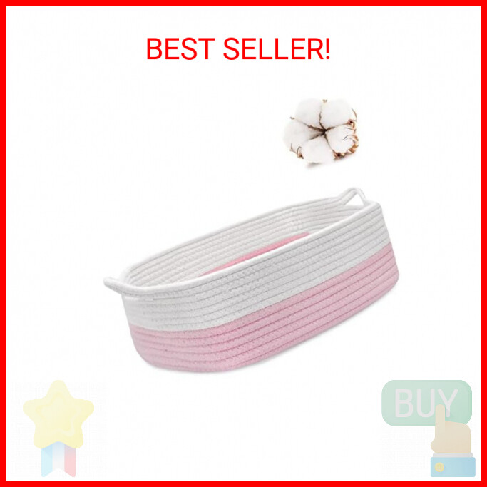ABenkle Rope Storage Basket, 14.2''x 11''x 5.1'' Cotton Woven Dog Cat Toy Bins,