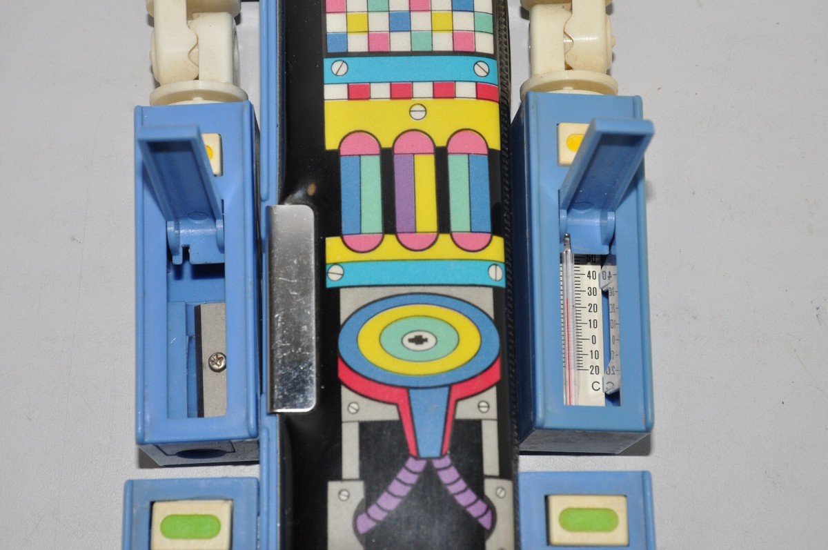 ケース入り‼️フィジー1983年・プルーフセット・NO0285 Vintage 80's Flomo Blue Robot Pencil Case Box, Rare KF-G770