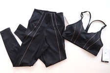Image of NIKE YOGA DRI FIT TRAINING GYM LEGGINGS BRA SET BLACK DD5772-010 WOMEN S M
