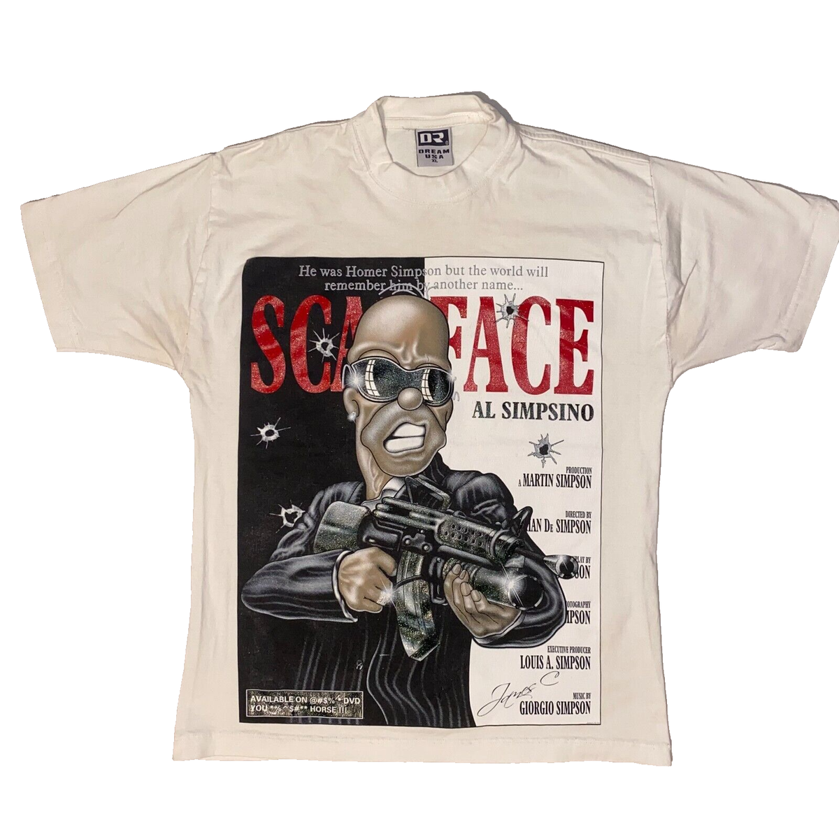 K*0様 THE SIMPSONS HOMER SIMPSONS SCARFAC Vintage The Simpsons Scarface Homer Y2K Glitter Logo Graphic