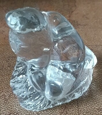 Art Clear Glass Crystal Figurine Snuggling Cuddling Seals Sculpture Vintage EUC