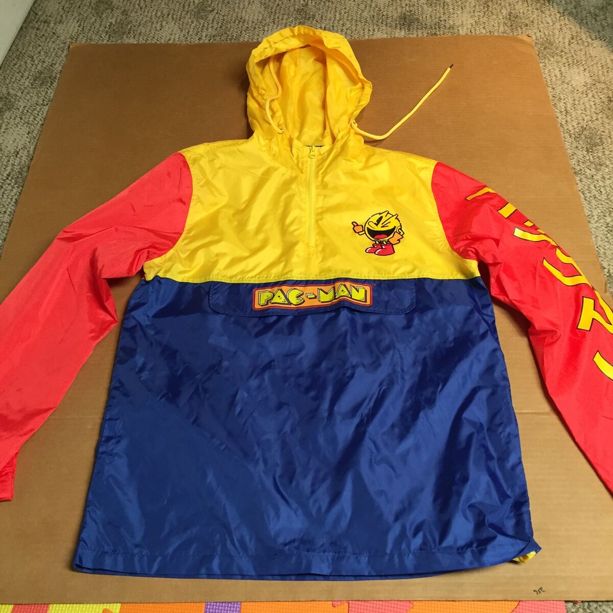 Pac-Man Colorblock Japanese Print Men's Size L Windbreaker Pac-Man Colorblock Japanese Print Men's Size L Windbreaker