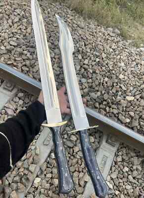 Pair Of Custom Handmade 33'' D2 Steel Sword Sharp Double Edge Black Wood Handle