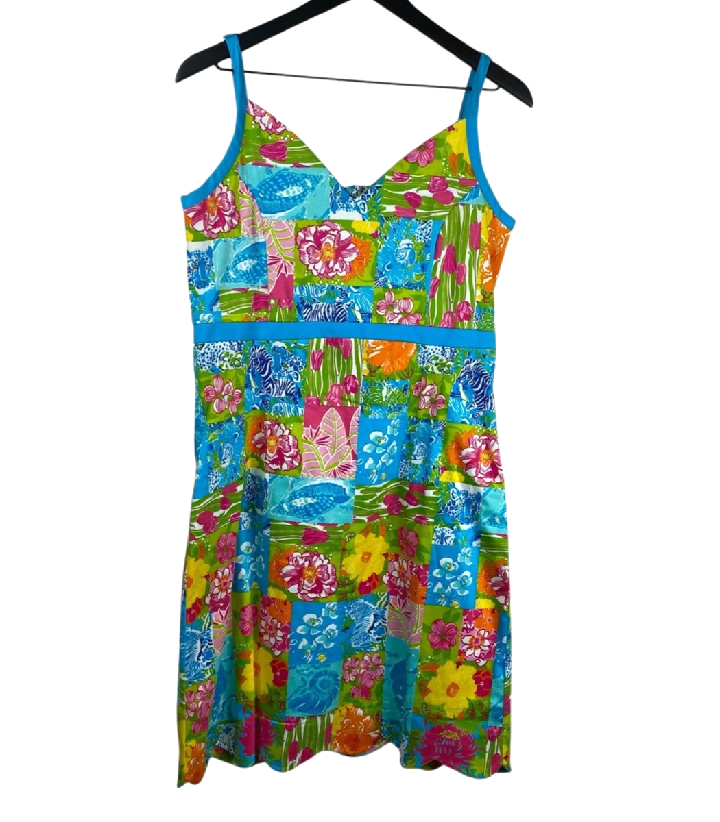 Key West Dress Women's Multicolor Sz 10 Patchwork Sleeveless Tropical Resort  | eBay
