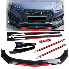 Front Bumper Lip Splitter Spoiler 86.6 Side Skirt For AUDI A3 A4 A5