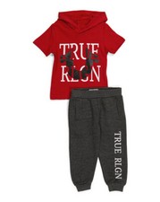 NWT True Religion Toddler Boy Fleece Joggers And Short Sleeve Hoodie Set 79
