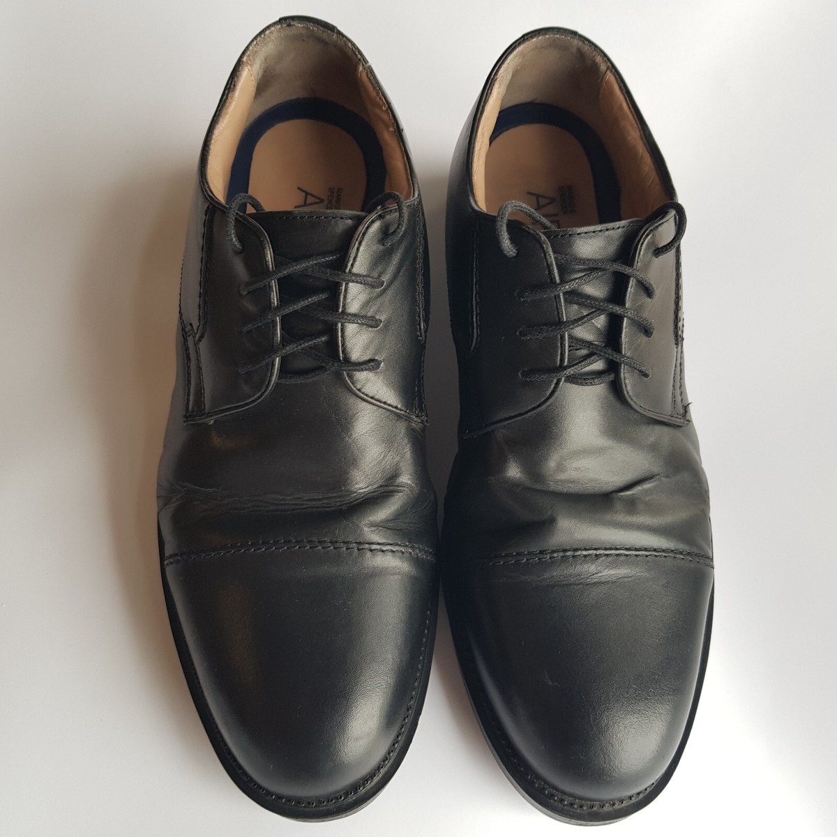 Airflex black leather mens office shoes wide fit UK8 Euro42 Marks