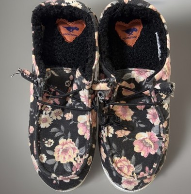 RocketDog Floral Canvas Sneakers Women s Size 7 Black Shoes NEW