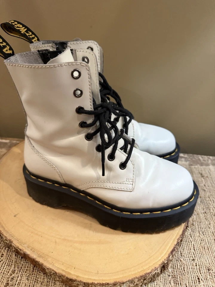 Botas de Combate Dr Martens Jadon Plataforma Cuero Mujer 6 EU 37 Blanco $200 Foto 4 de 4