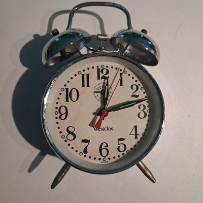 Vintage Westclox Wind Up Double Bell Alarm Clock - Chrome- Works - READ DESCRIPT