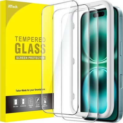 JETech 3 Stück Schutz-Folie für iPhone 16 Plus 6,7 Zoll, Gehärtete Glas, Display