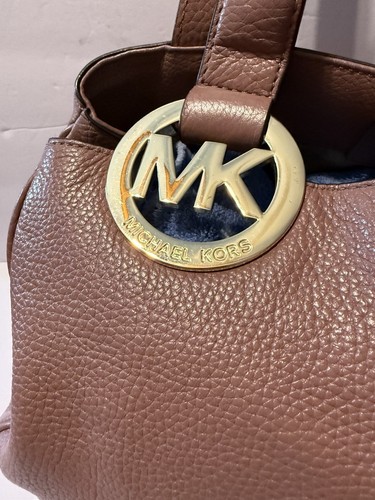 Michael Kors MK SIDE LOGO Fulton Pebbled Leather Hobo SATCHEL Shoulder Bag - Picture 2 of 6