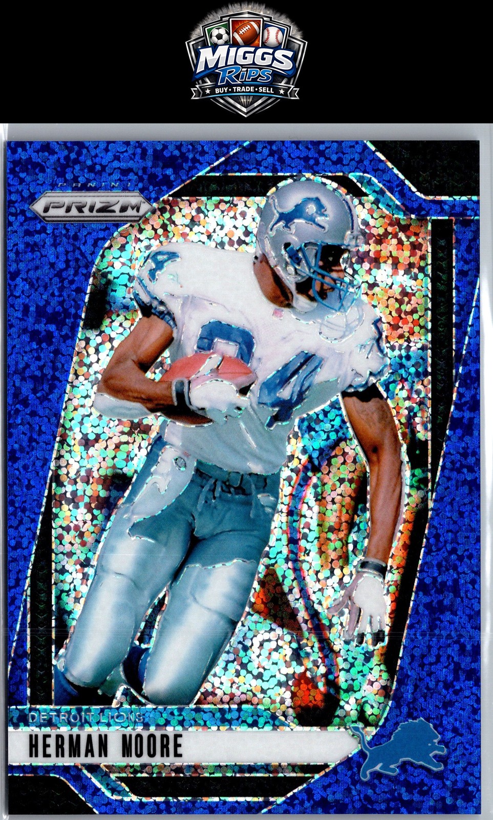2024 Panini Prizm #100 Herman Moore Blue Sparkle #/96