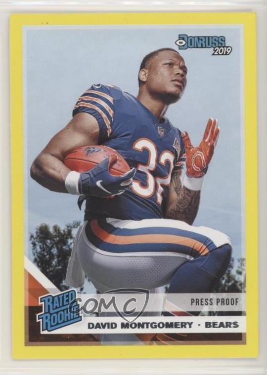 2019 Panini Donruss Rated Press Proof Yellow David Montgomery #311 Rookie RC 0b3