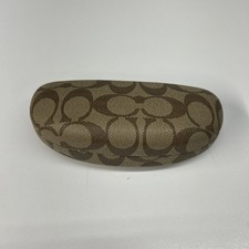 Coach Signature C Monogram Tan Brown Hard Clamshell Eye Glasses Case