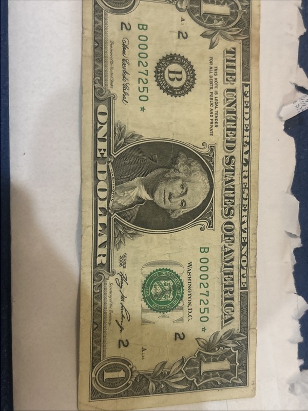 2006 1 Dollar Star Note B00027250* Run Size 500K Low Serial Number