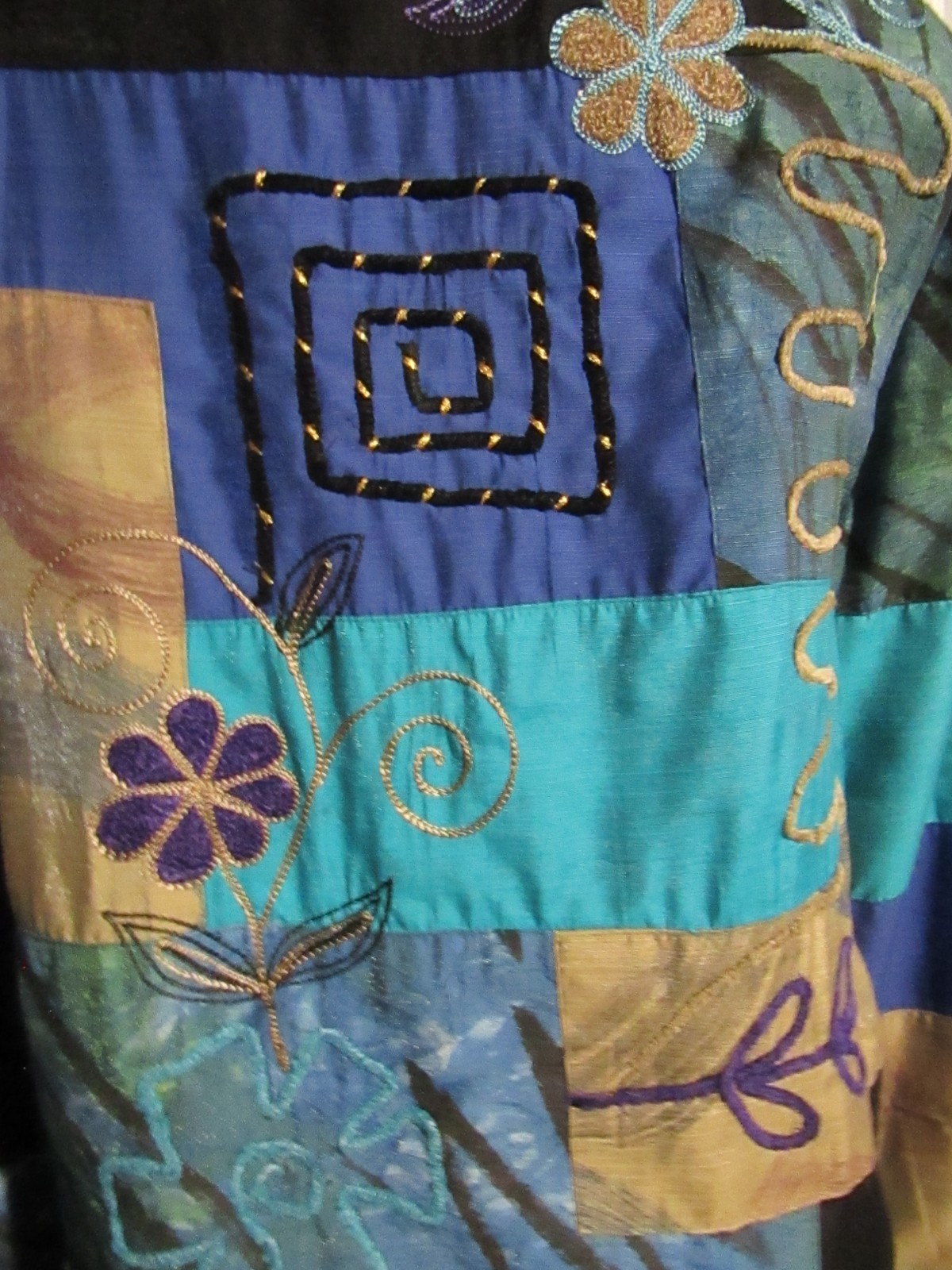 VTG 80s Jacket Abstract Patchwork Embroided Weara… - image 6