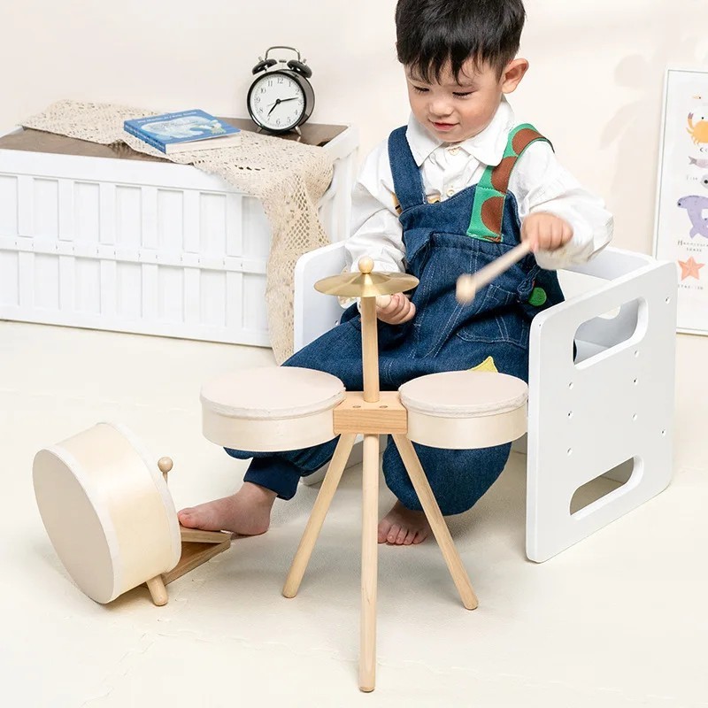 Batteria in legno per bambini con pedale foto 4
