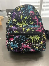 YAK PAK-Black/Multi-Color Paint Splatter Backpack w/ Padded Straps