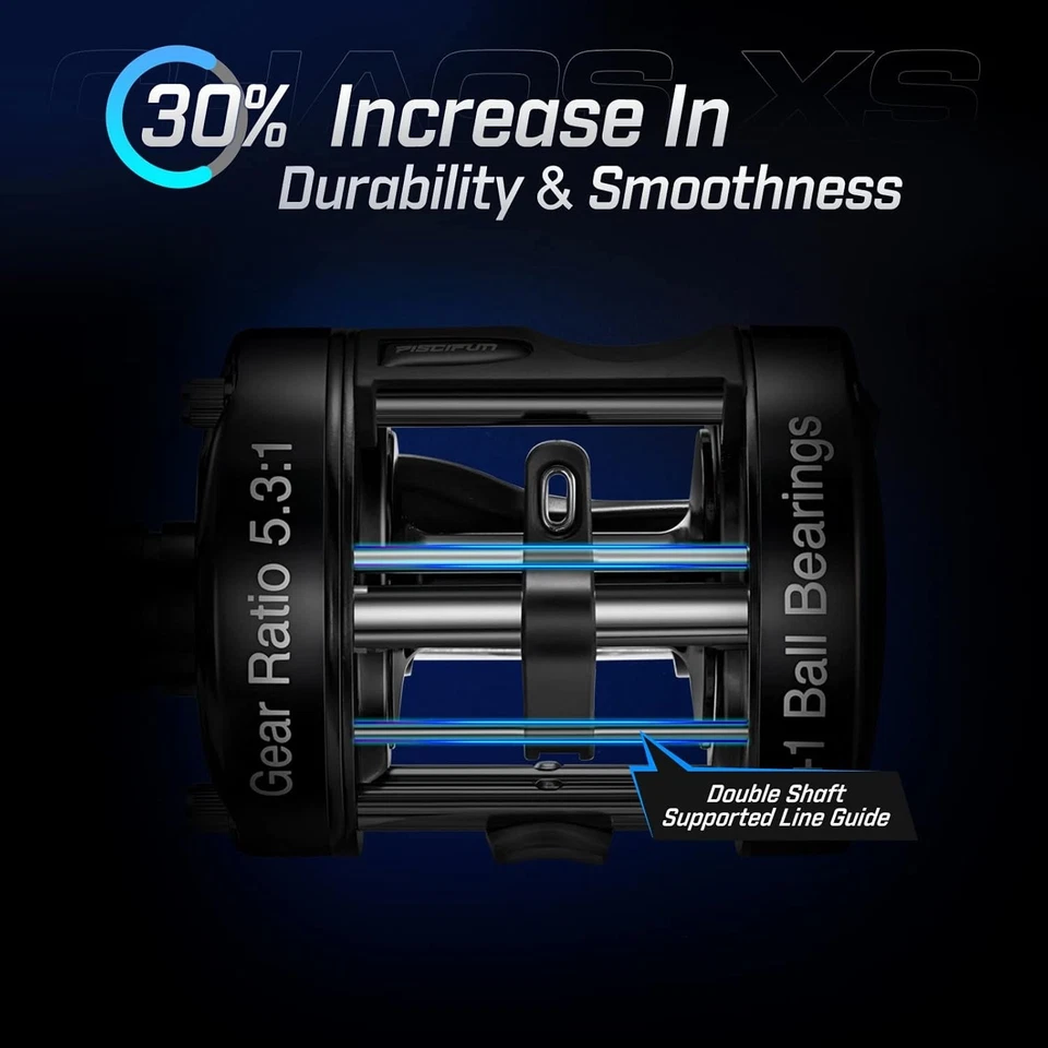 Carrete de pesca Chaos XS Baitcasting, cuerpo de metal reforzado carrete baitcaster redondo Foto 4 de 4