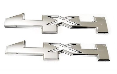 2pcs 4 x 4 4x4 Emblem Badge Nameplate Sticker Side Bed 1500 2500HD 3500HD Silver