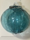 Hand Blown Art Glass Orb "Witch Ball"  Blue/teal Ornament Sun Catcher 5" — photo 2