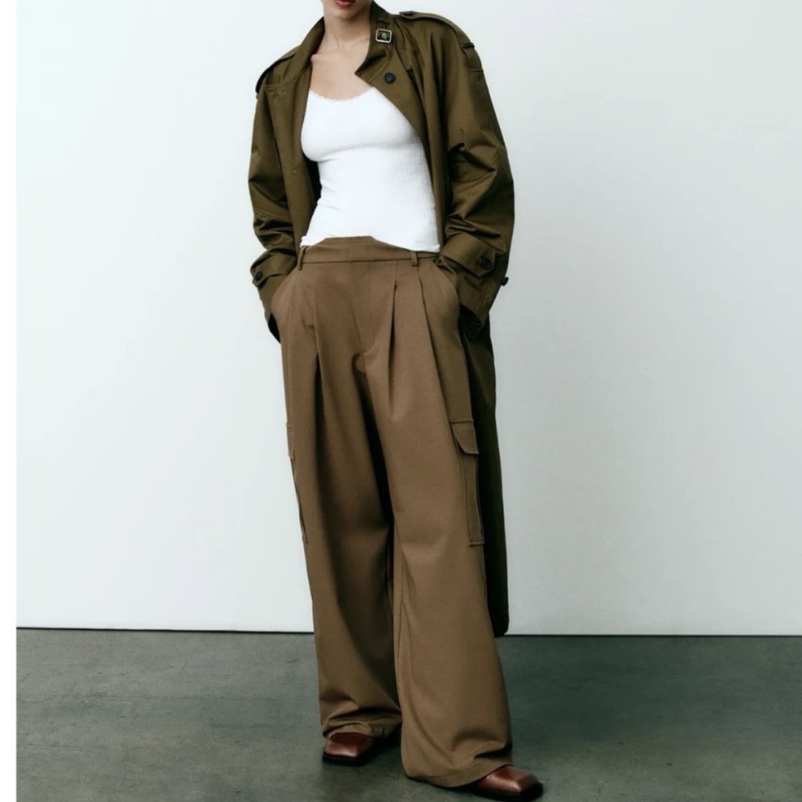 NWT ZARA FULL-LENGTH CARGO TROUSERS XS