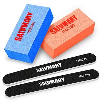 Nail Files and Buffers Set, 100/180  180/240 Grit Double Sided Emery Boards