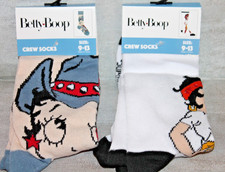Betty Boop Men's / Women's Socks LOT 2-Pair Size 9-13 Adult Men Women Novelty