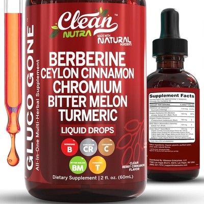 Berberine 3000mg Gymnema/Apple Cider Vinegar/Chromium/Ceylon Cinnamon 2oz Drops