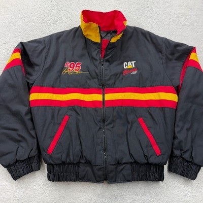 Vintage Tonkin Inc CAT Racing Jacket Mens Medium Black Red Yellow NASCAR #95 USA