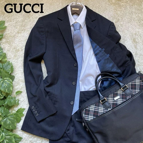 Giacca tuta uomo Gucci a righe blu navy sartoriale 3 bottoni buone condizioni