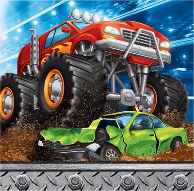Monster Truck Rally Big Jam Trucks Kids Birthday Party Paper Beverage Napkins