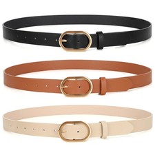 XZQTIVE 3 Pack Plus Size Women's Leather Belts for Jeans Pants Dress Fashion ...